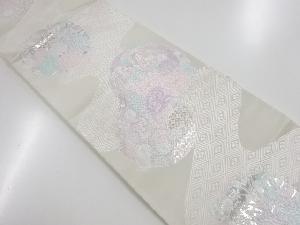 アンティーク　霞に鳳凰・草花模様織り出し袋帯（材料）